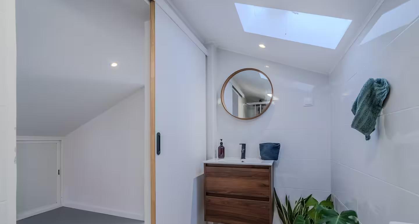 Attic bathroom with skylight
